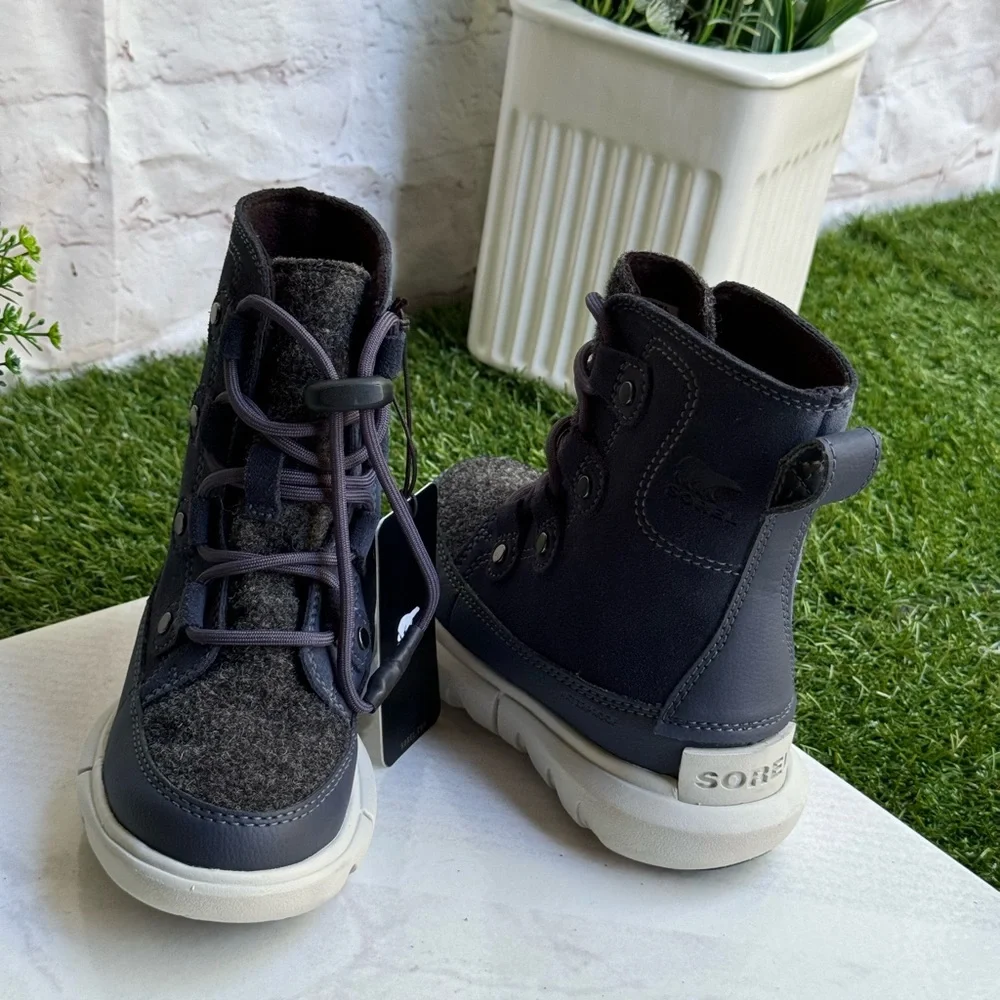 Sorel Kids' Explorer Waterproof Lace-up Boot In India Ink/ Moonstone Size 10 new